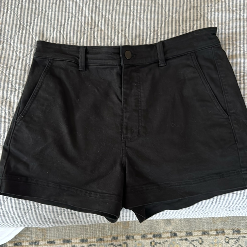 Everlane high waisted black denim shorts